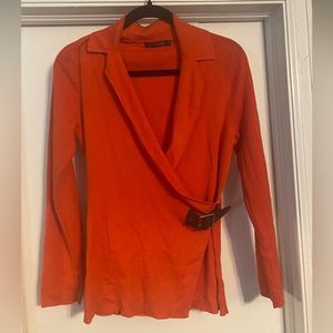 Nic + Zoe Moto Sweater size M, red-orange
